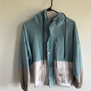 Zaful Teal and Beige Corduroy Jacket